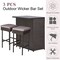 3-piece Rattan Wicker Bar Table Stools Dining Set Cushioned Chairs
